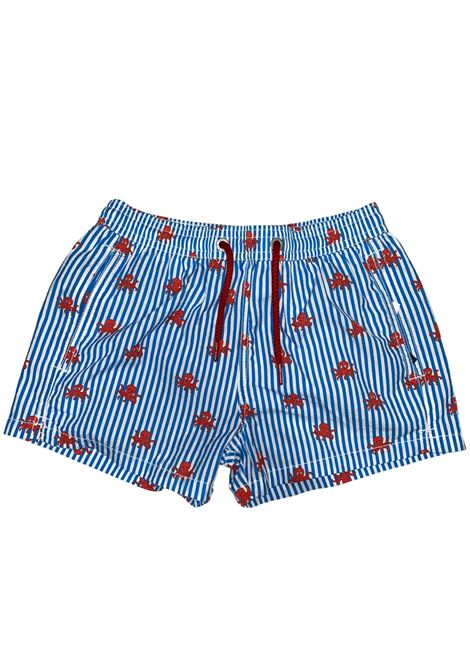 Costume da bagno bambino bianco/azzurro<BR/>